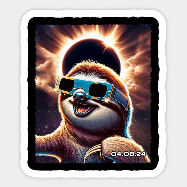 Lazy Eclipse Day: Sloth Observing the Solar Eclipse Shirt Graphic Sticker by ArtByJenX